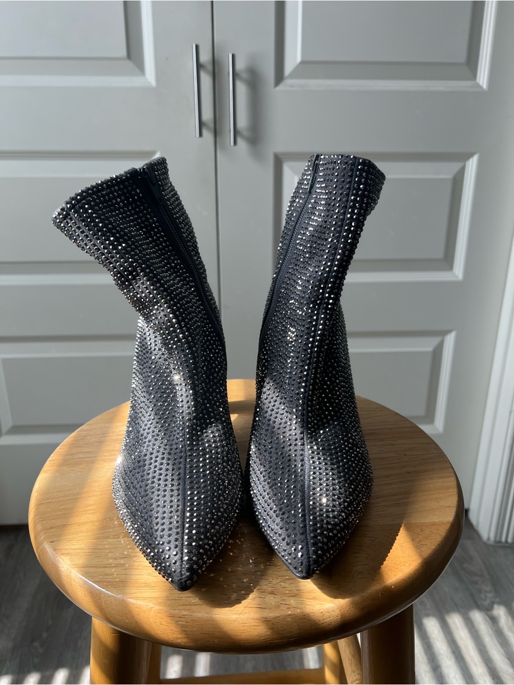 Target Black Embellished Pointed Toe Ankle Booties